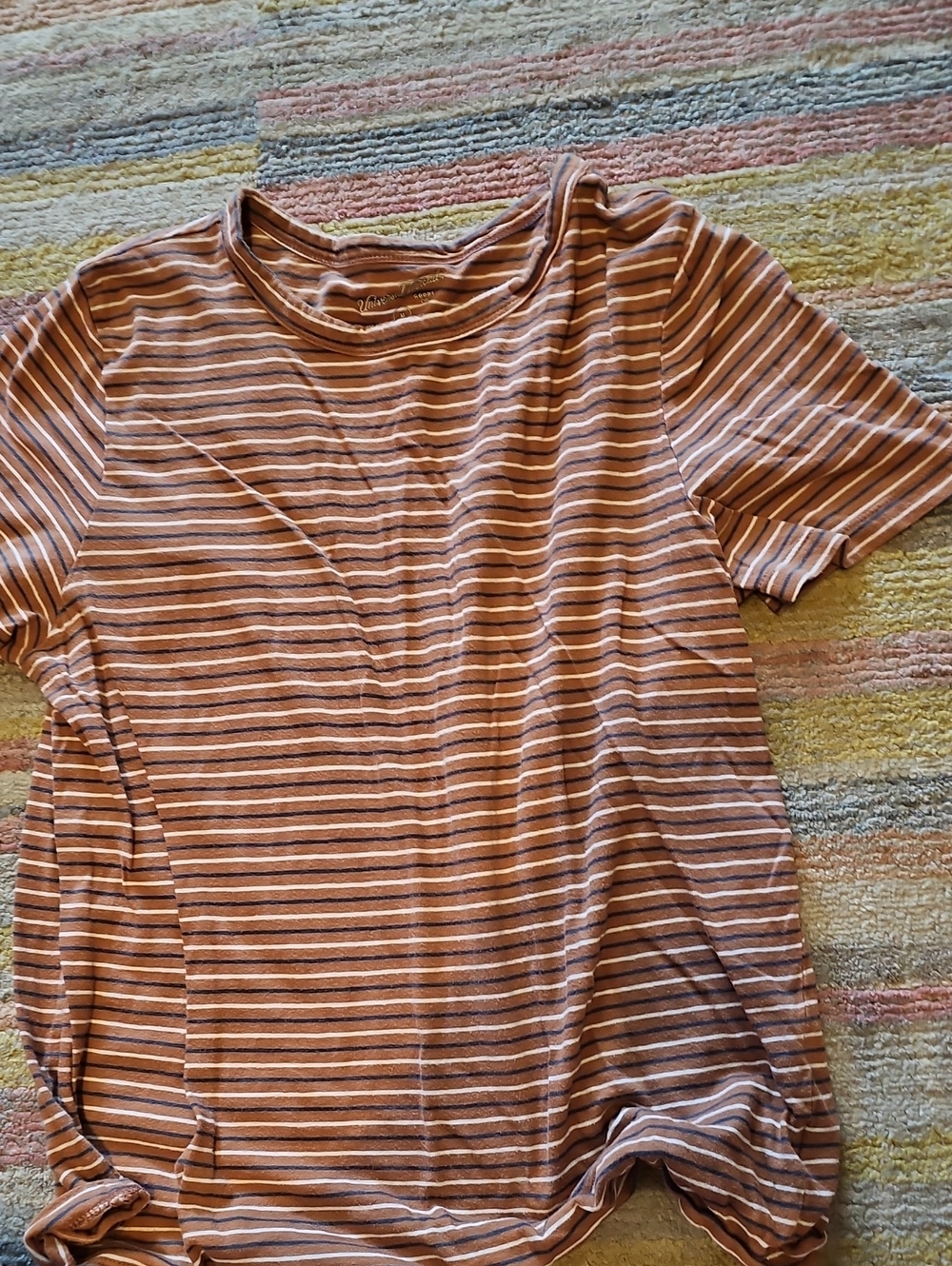 Universal Thread Rust and White Striped Short Sleeve Tee